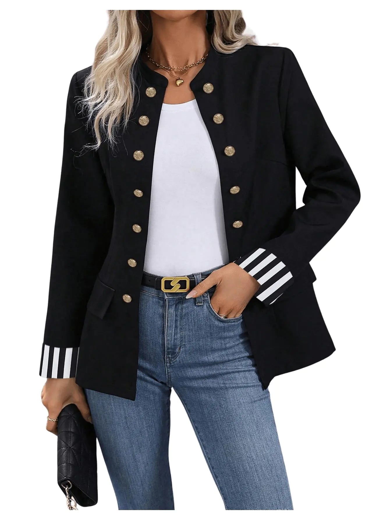 SweatyRocks Womens Casual Blazers Button Open Front Lightweight Work Office Suit Jackets Blazer Black Medium
