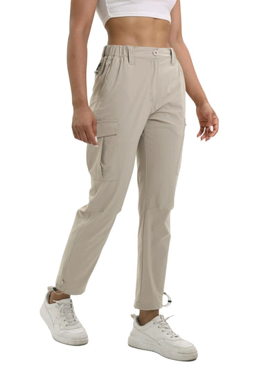 NATUVENIX Women's Hiking Pants – Lightweight, Quick-Dry Cargo Travel Pants in Khaki – Stretchy, Comfortable Casual Outdoor Pants for Women