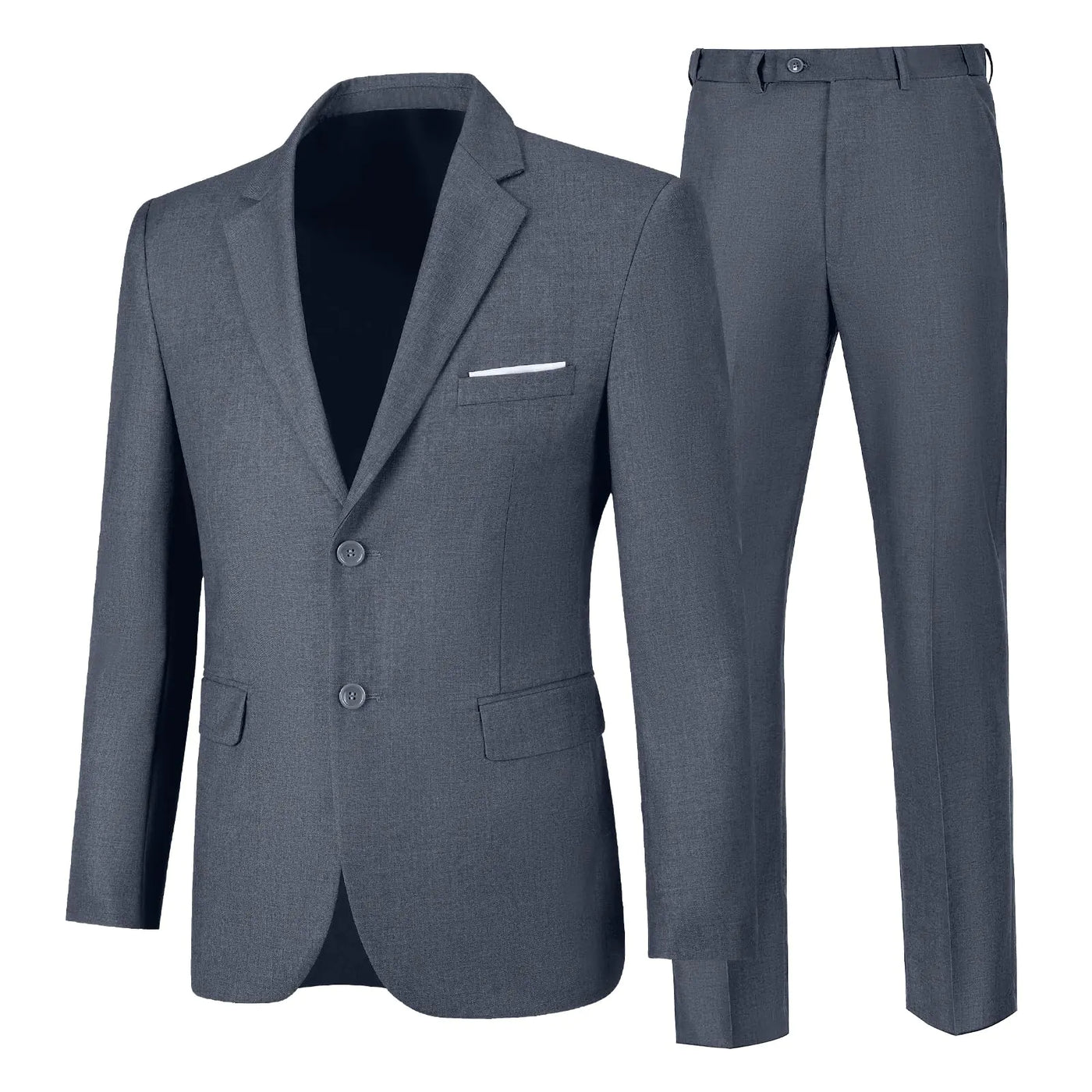 Men's slim fit dark grey 2-piece business suit, tuxedo jacket and pants set for homecoming and young men"