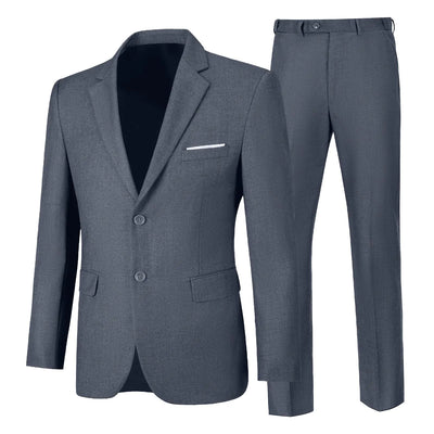Men's slim fit dark grey 2-piece business suit, tuxedo jacket and pants set for homecoming and young men"