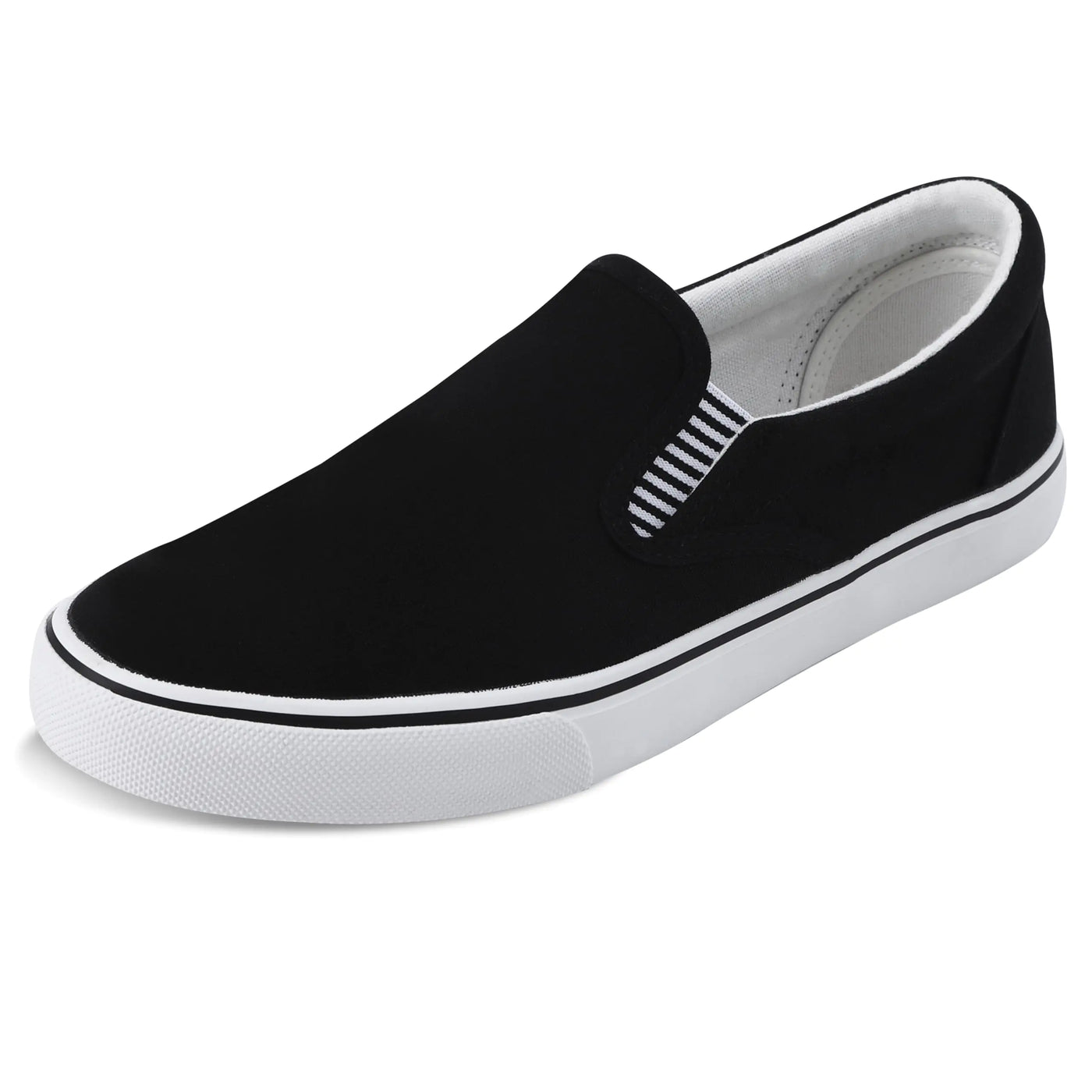 Men's Black Classic Canvas Slip-On Sneakers – Casual Fashion Loafers, Lightweight and Comfortable Everyday Shoes