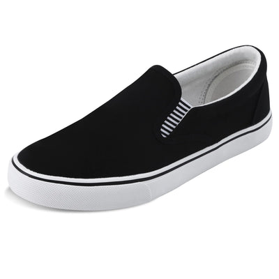 Men's Black Classic Canvas Slip-On Sneakers – Casual Fashion Loafers, Lightweight and Comfortable Everyday Shoes
