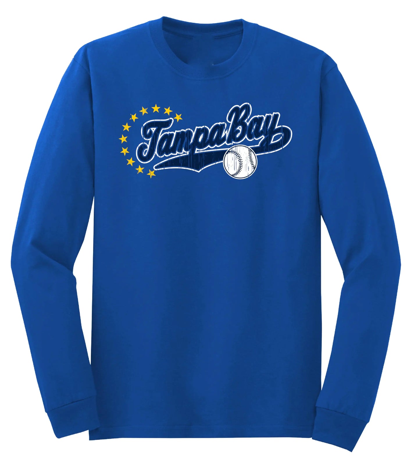 J2 Sport Tampa Bay Baseball Long Sleeve T-Shirt – Unisex Navy Tee for Men and Women, Comfortable Athletic Style