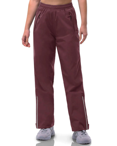 33000ft Womens Rain Pants Lightweight Breathable Waterproof Pants Soft Windproof Overall Rain Pants for Hiking Golf Dark Red