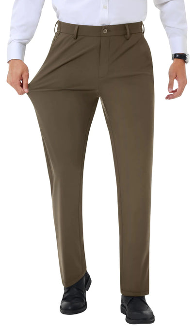 Lion Nardo Men's Slim Fit Stretch Dress Pants – Expandable Waist, Casual and Athletic Golf Pants for Men, Comfortable Business Wear