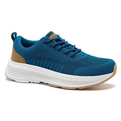 Women's orthopedic fashion sneakers for heel pain, resilience supportive driving shoes for plantar fasciitis, casual blue sneakers with EVA elastic thick sole, size 7