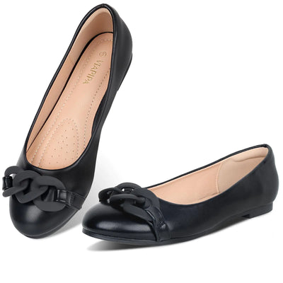 Viapipa Women's Round Toe Ballet Flats – Comfortable PU Leather Slip-On Dress Flats for Women, Stylish Ballerina Walking Shoes Perfect for Everyday Wear