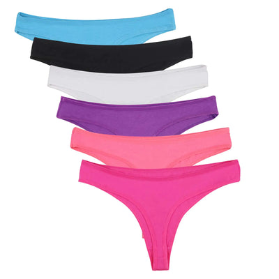 DRESHOW 6-Pack Women’s Cotton Thong Underwear – Breathable, Comfortable Bikini-Style Panties for Ladies, Soft Everyday Undies in Assorted Colors
