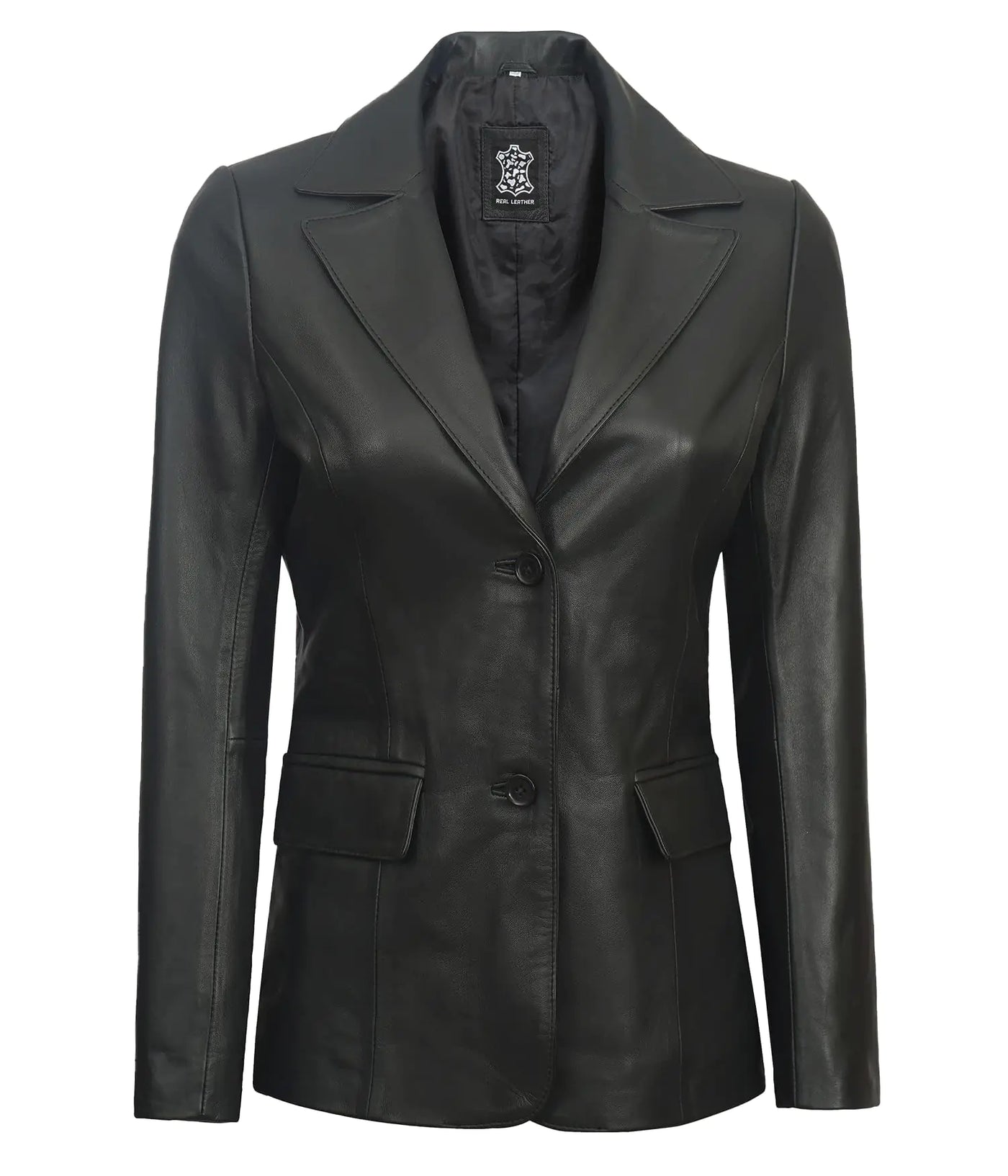 fjackets Leather Black Suit Jacket Woman - Real Lambskin Leather Blazers & Leather Coats For Womens - Vicnza | [1308967] 3XL