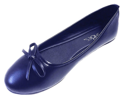 Shoes 18 Women's Ballerina Ballet Flats – Navy Color, Size 7 – Comfortable Lightweight Slip-On Flats for Casual and Everyday Wear