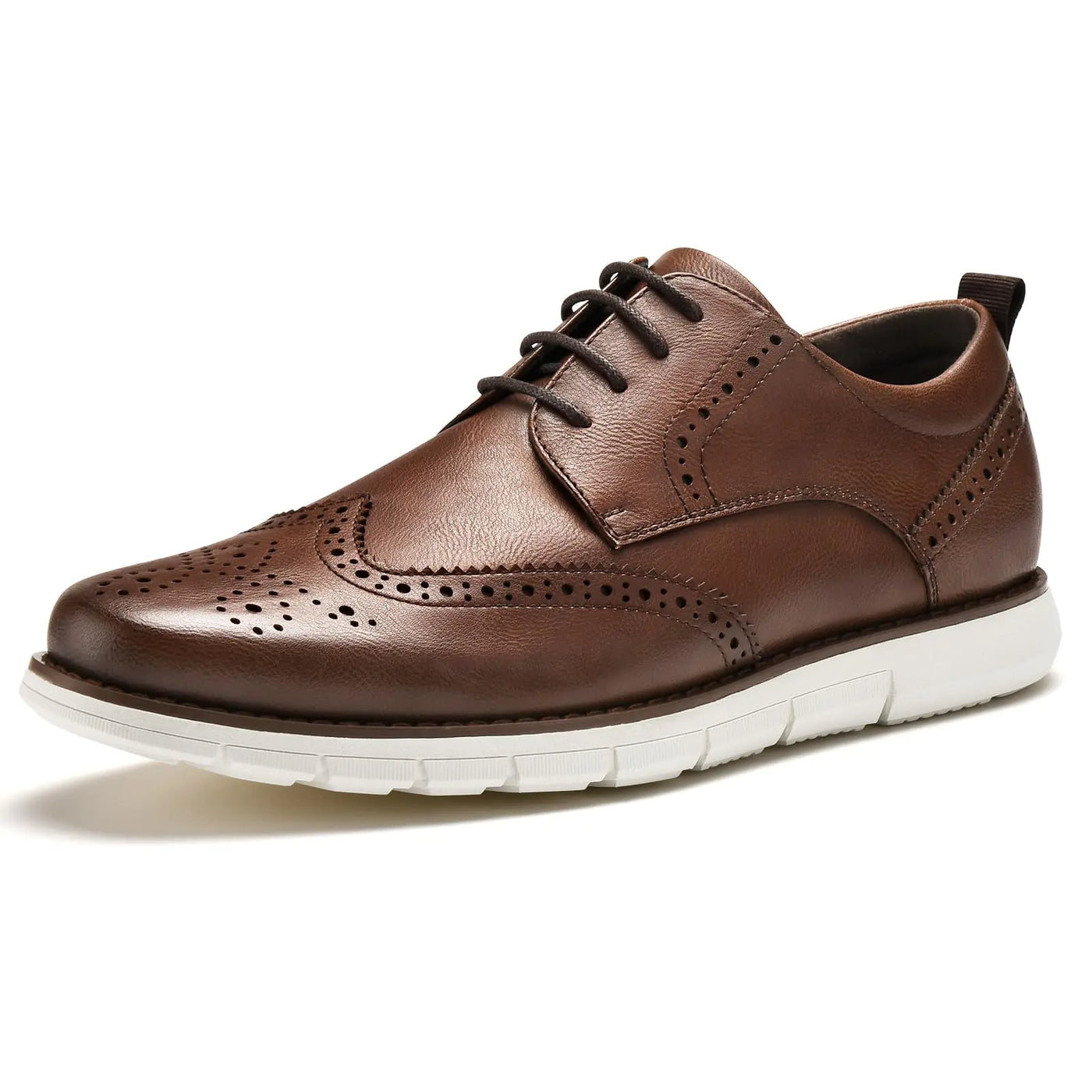 CGRRBW Men's Dark Brown Oxford Dress Sneakers – Wingtip Brogue Business Casual Shoes, Comfortable Lace-Up Office Footwear – NJXM01 Size 12
