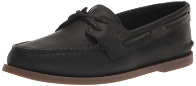 Sperry Men's Authentic Original 2-Eye Boat Shoes – Black Seasonal Leather Deck Shoes, Pre-Worn, Size 14