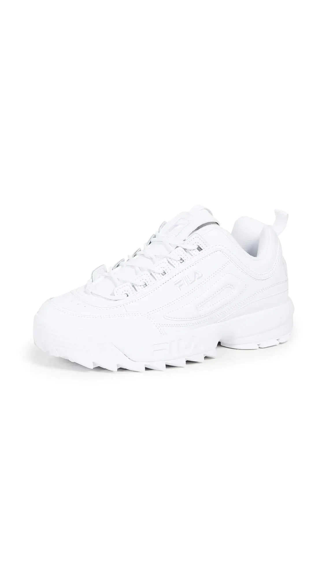 Fila Men's Disruptor II No-Sew Sneakers – White, Navy, and Red, Size 9 – Stylish Chunky Athletic Shoes with Durable Construction and Comfortable Fit