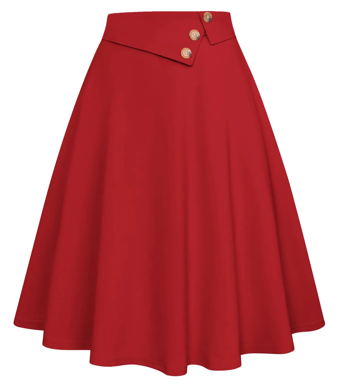 Belle Poque Women's Red A-Line Vintage Midi Skirt – Plus Size Summer Skirt, Elegant 2XL Retro Style for Casual or Dressy Wear