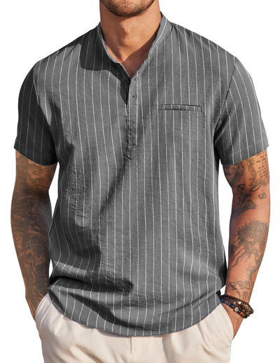 PJ PAUL JONES men's summer shirt, short sleeve button-down wrinkle-free striped shirt