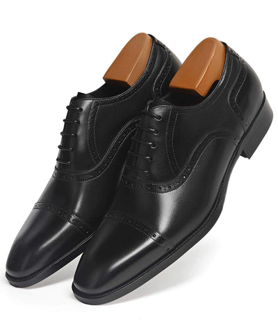 ALIPASINM Men's Black Oxford Leather Dress Shoes – Classic Formal Lace-Up Shoes for Men"