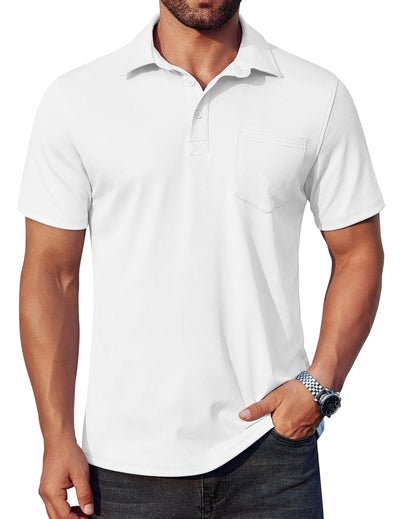 COOFANDY Men's Big and Tall Polo Golf Shirt – White Pullover T-Shirt, Comfortable and Stylish Activewear for Men