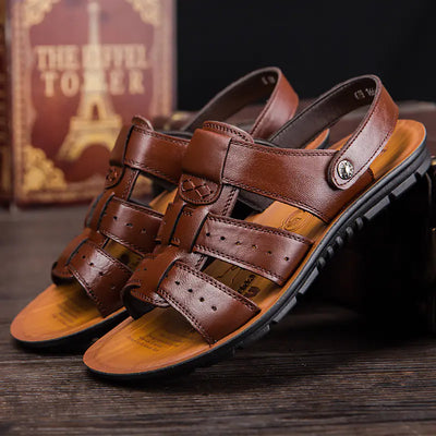 Breathable Leather Sandals for Men - Household Slippers