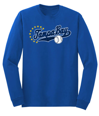 J2 Sport Tampa Bay Baseball Long Sleeve T-Shirt – Unisex Navy Tee for Men and Women, Comfortable Athletic Style