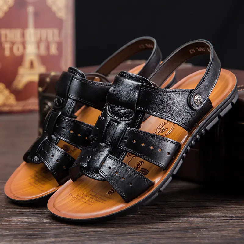 Breathable Leather Sandals for Men - Household Slippers