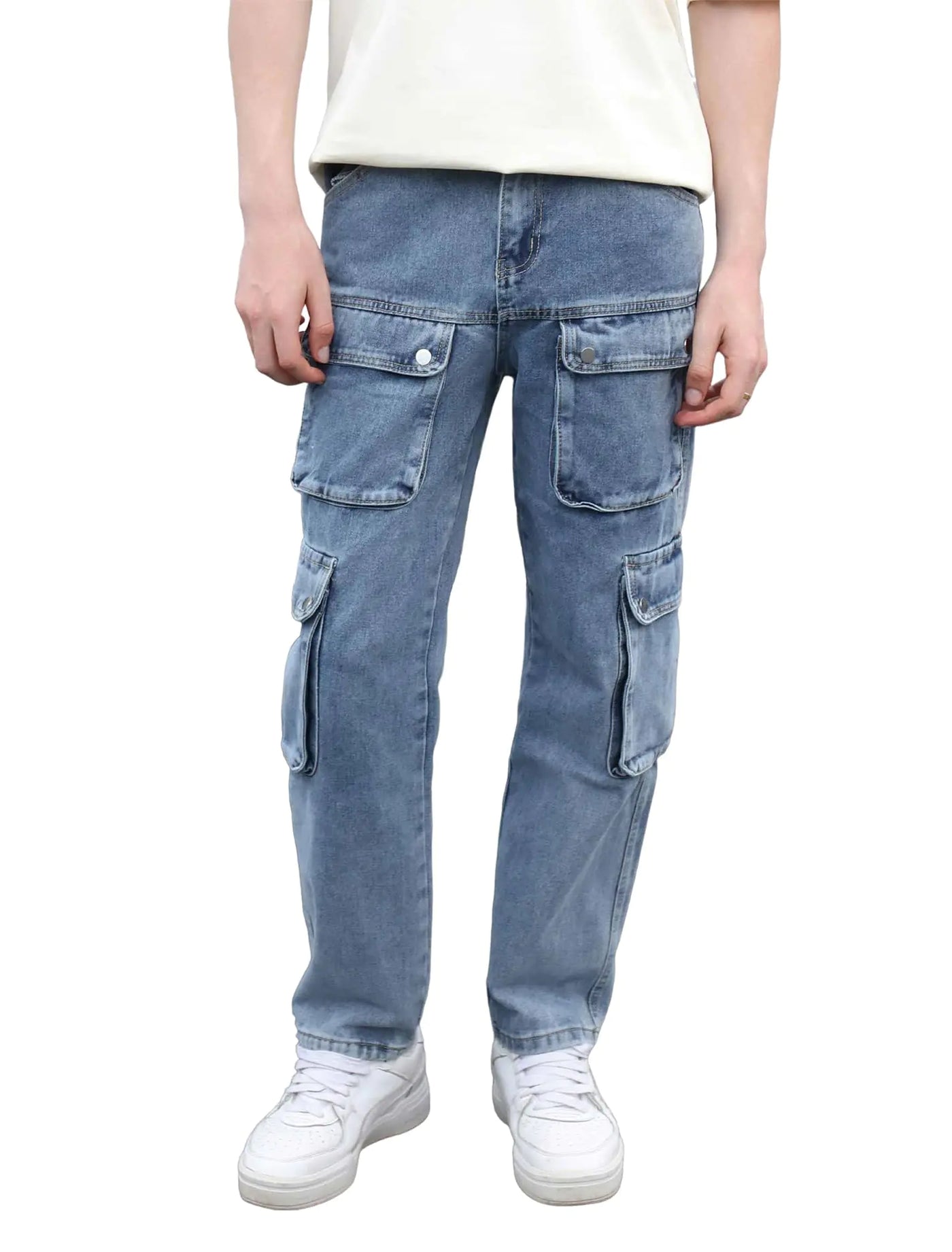 LOGEQI Men’s Baggy Hip Hop Jeans – Wide Leg Loose Fit Cargo Denim Pants, Y2K Streetwear Style Jeans for Men
