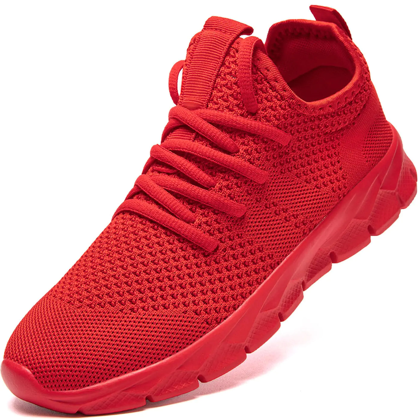 YITUHIO Men's Walking Tennis Sneakers – Lightweight Lace-Up Running Shoes in Red, Size 12.5 – Comfortable Footwear for Standing All Day, Work, and Casual Use
