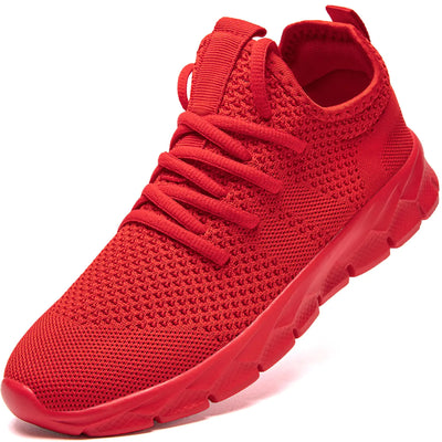 YITUHIO Men's Walking Tennis Sneakers – Lightweight Lace-Up Running Shoes in Red, Size 12.5 – Comfortable Footwear for Standing All Day, Work, and Casual Use