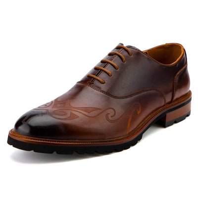 Meijiana Men's Brown Oxford Dress Shoes – Comfortable Business Formal Shoes for Men, Style Brown-08, Size 9 US