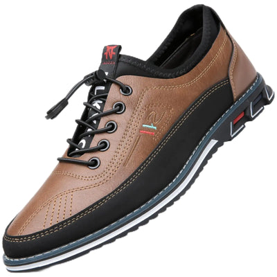 Men's Brown Leather Loafers – Lace-Up Business Dress Shoes, Casual Oxford Derby Style, Lightweight and Comfortable Walking Shoes