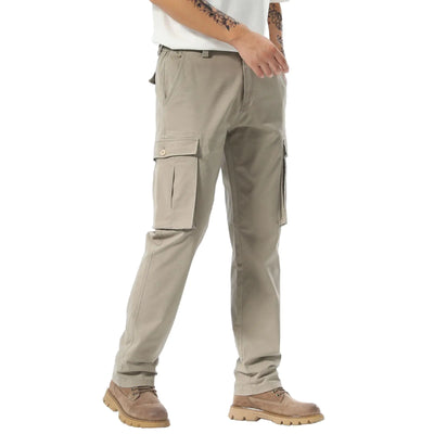 Plaid&Plain Men's Tapered Stretch Cargo Pants with 6 Pockets – RSC911 Taupe, Size 28W x 30L, durable and comfortable workwear