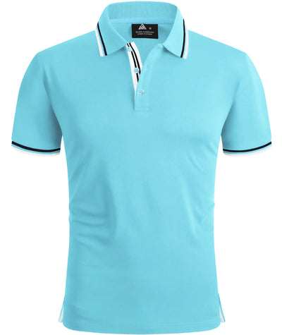 SECOOD men's sky blue polo shirt, short sleeve summer casual golf and athletic tennis shirt