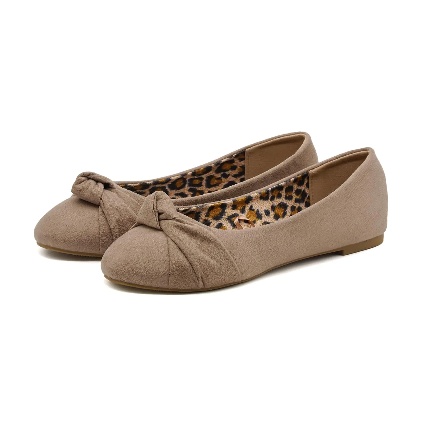Womens Flats with Knot Front – Cute Taupe Ballet Flats for Women, Comfortable Casual or Dressy Shoes, Stylish and Lightweight Flats for Everyday Wear