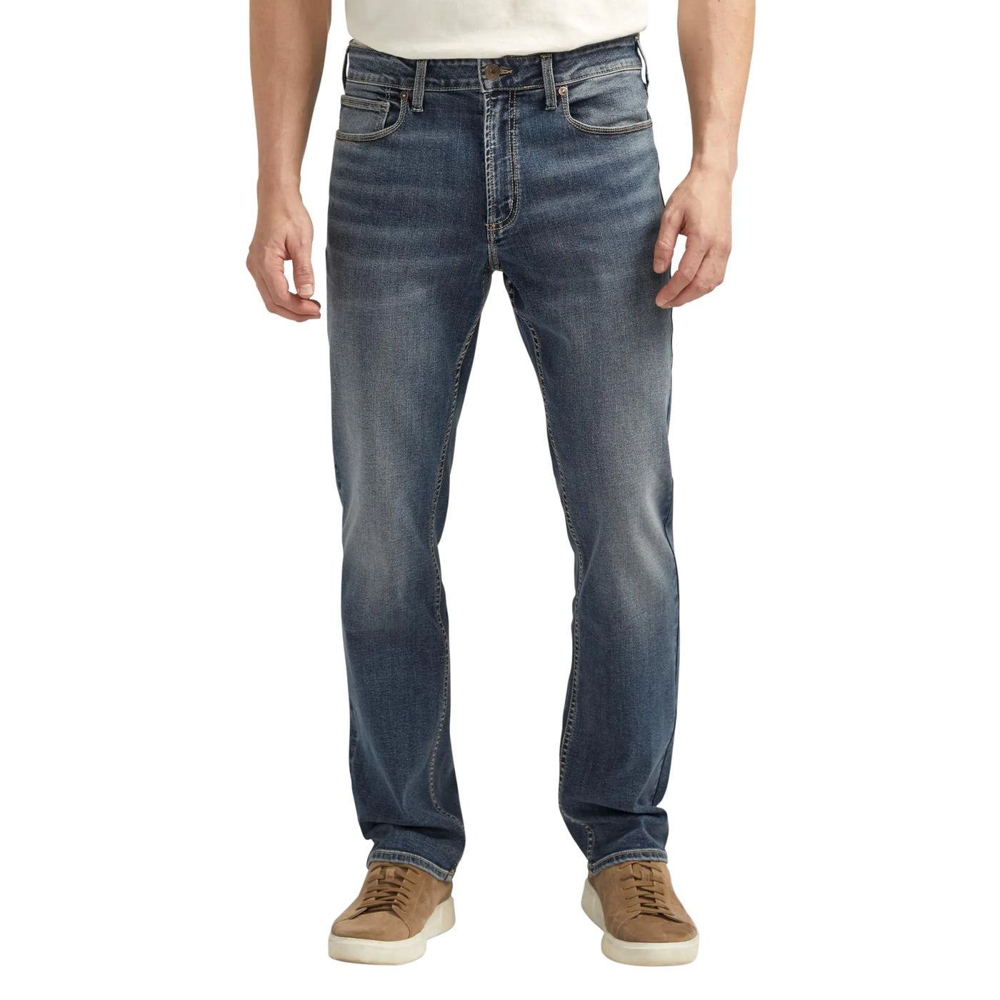 Silver Jeans Co. Men's Machray Athletic Fit Straight Leg Jeans in Indigo wash – comfortable durable denim