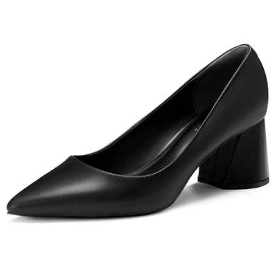 ALICEPUB Women's Black Chunky Closed Toe Block Heels – 2.5 Inch Comfy Dress Shoes for Women, Perfect for Prom, Business Casual, Office, and Professional Work Heels, Size 9